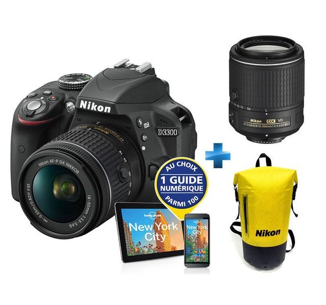 Nikon - Nikon D3300 + Objectifs 18-55 et 55-200 + sac à dos - Reflex Grand Public Nikon