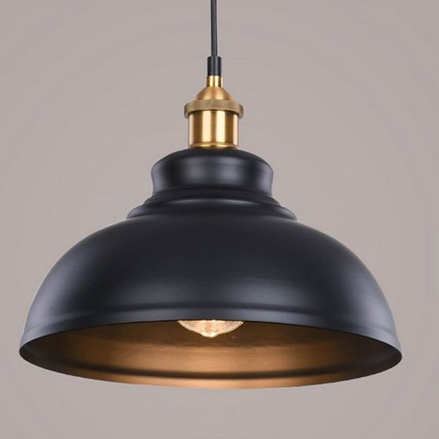 marque generique - Rétro plafonnier ombre couvercle abat-jour noir avec lampe marque generique - Luminaires