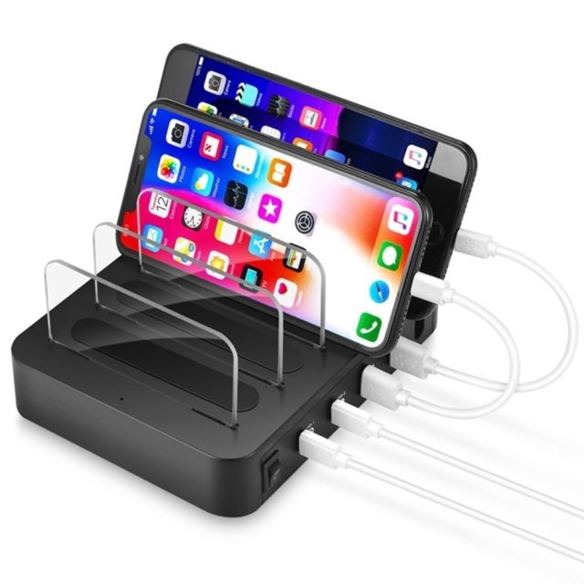 Wewoo - Station de recharge Multifonction CA 100V ~ 240V Sortie 4 ports USB-C / Type-C Double chargeur charge amovible pour PD, QC3.0 (noir) - Station d'accueil smartphone