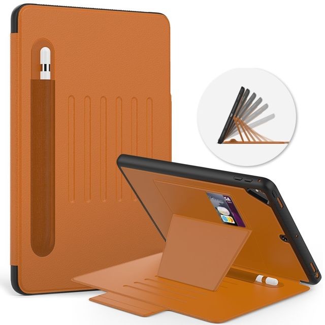 Generic - Etui en PU + TPU multi-angle magnétique créatif avec support, porte-cartes et porte-stylet marron pour votre Apple iPad 9.7 pouces (2018)/(2017) - Generic