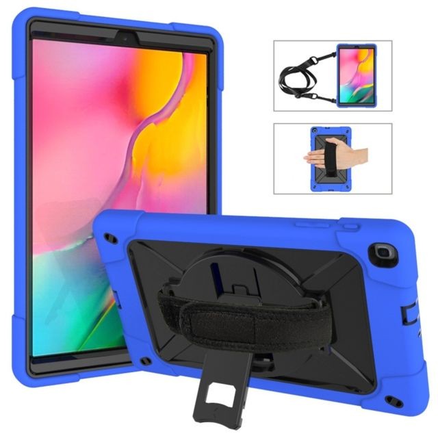 Housse, étui tablette Wewoo Housse Coque Pour Galaxy Tab A 10.1 2019 T510 couleur de contraste silicone + PC Combinaison avec support bleu foncé + noir