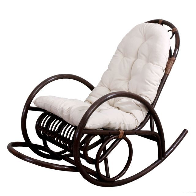 Mendler - Rocking-chair fauteuil à bascule HWC-C40, bois marron, avec coussin - Fauteuil à bascule Fauteuils
