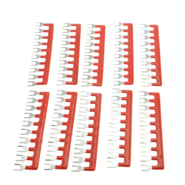 marque generique - Bande de cavalier de barrière de bornier pré-isolée pour fourche 10Positions, rouge marque generique  - Accessoires de câblage