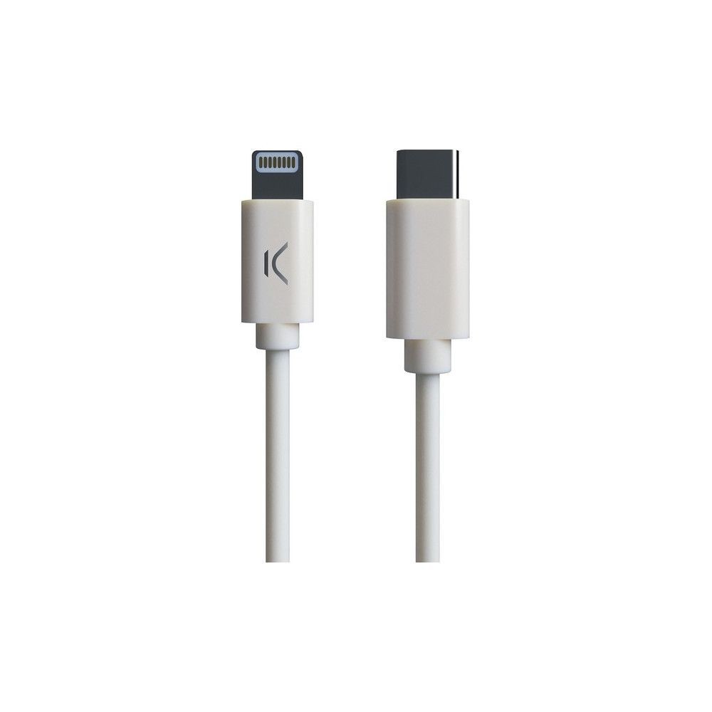 Totalcadeau Câble chargeur USB-C vers Lightning compatible iPhone, iPad et iPod (1 m) Blanc