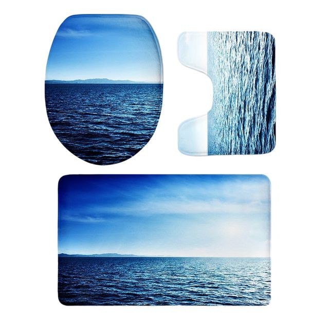 marque generique série de paysages antidérapant tapis de bain tapis de sol de toilette ensemble bleu mer # 23
