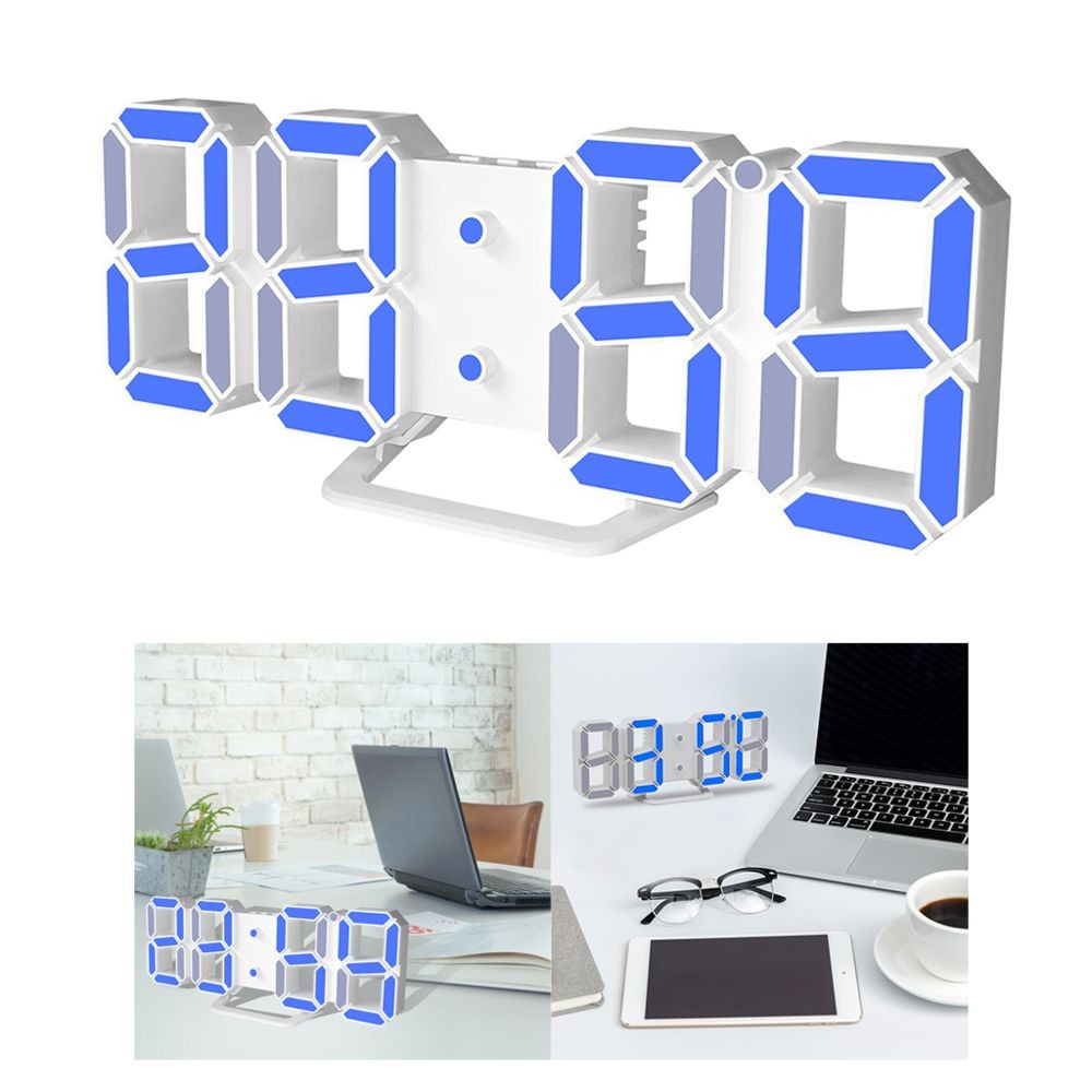Grand réveil d'horloge de mur de Digital 3D LED Snooze fonction 12/24 