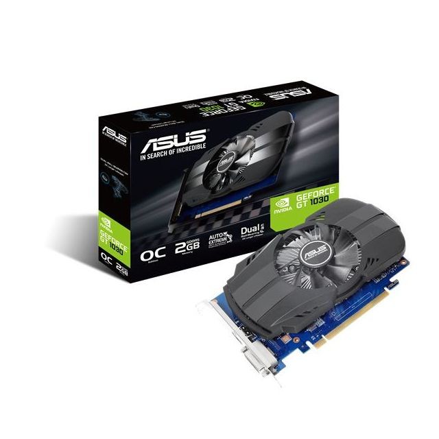 Asus ASUS PH-GT1030-O2G, GeForce GT 1030, 2 Go, GDDR5, 64 bit, 1920 x 1200 pixels, PCI Express 3.0