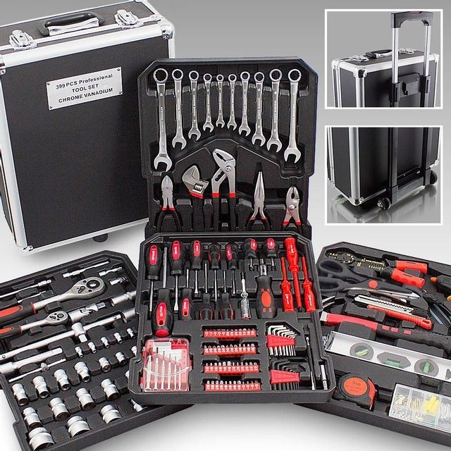 Monmobilierdesign - Mallette XXL avec 399 outils valise à roulettes coffret bricolage - Coffrets outils