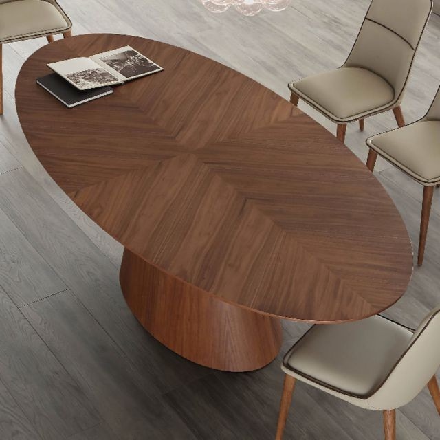 Nouvomeuble - Table ovale 10 personnes en bois foncé DIONE - Nouvomeuble