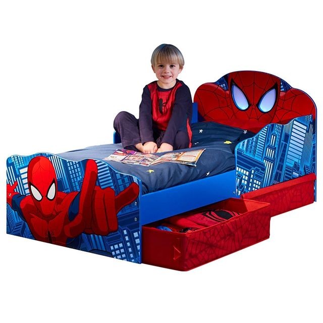 WORLDS APART - Lit enfant Spiderman Marvel Design tiroirs de rangement tete de lit lumineuse WORLDS APART   - Marvel Maison