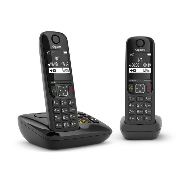 Gigaset - Pack duo téléphone répondeur sans fil Gigaset AS690A - noir - Téléphone fixe-répondeur