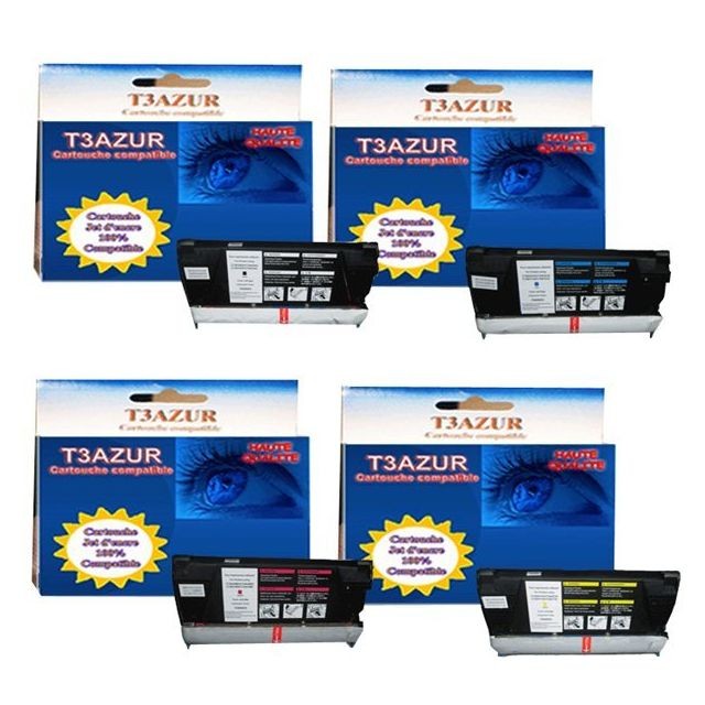 T3Azur - 4 Toners Lexmark C734A1KG  / C734A1CG / C734A1MG / C734A1YG - Compatible T3Azur  - Cartouche d'encre