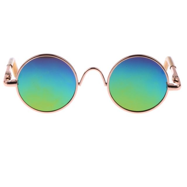 marque generique - Lunettes de lunette ronde en or hippy gold pour lunettes arc-en-ciel de 1/6 blythe marque generique  - Lunettes rondes