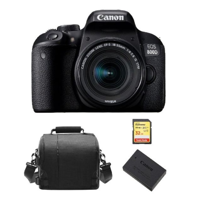 Canon - CANON EOS 800D KIT EF-S 18-55mm F4-5.6 IS STM + 32GB SD card + camera Bag + LP-E17 Battery Canon  - 800D Photo & Vidéo Numérique