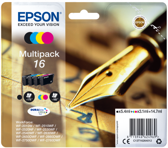 Epson - Stylo Plume - Multipack 16 - Noir, Cyan, Magenta, Jaune Epson   - Epson