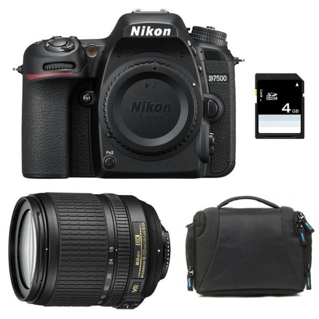 Nikon - PACK NIKON D7500 + 18-105 VR + Sac + SD 4Go - Reflex Numérique