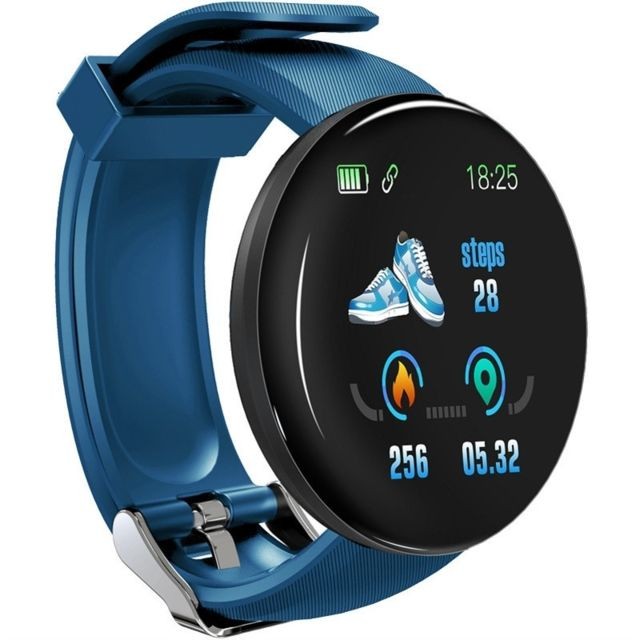 Wewoo - Bracelet connecté D18 1.3inch TFT écran couleur Smart Watch IP65 étancherappel d'appel de soutien / surveillance de la fréquence cardiaque / de la pression artérielle / du sommeil bleu Wewoo  - Montre et bracelet connectés