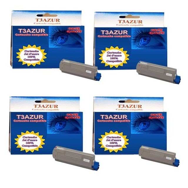 T3Azur - 4 Toners Laser compatibles OKI C5650 C5650DN C5650N C5750 T3Azur  - Cartouche, Toner et Papier