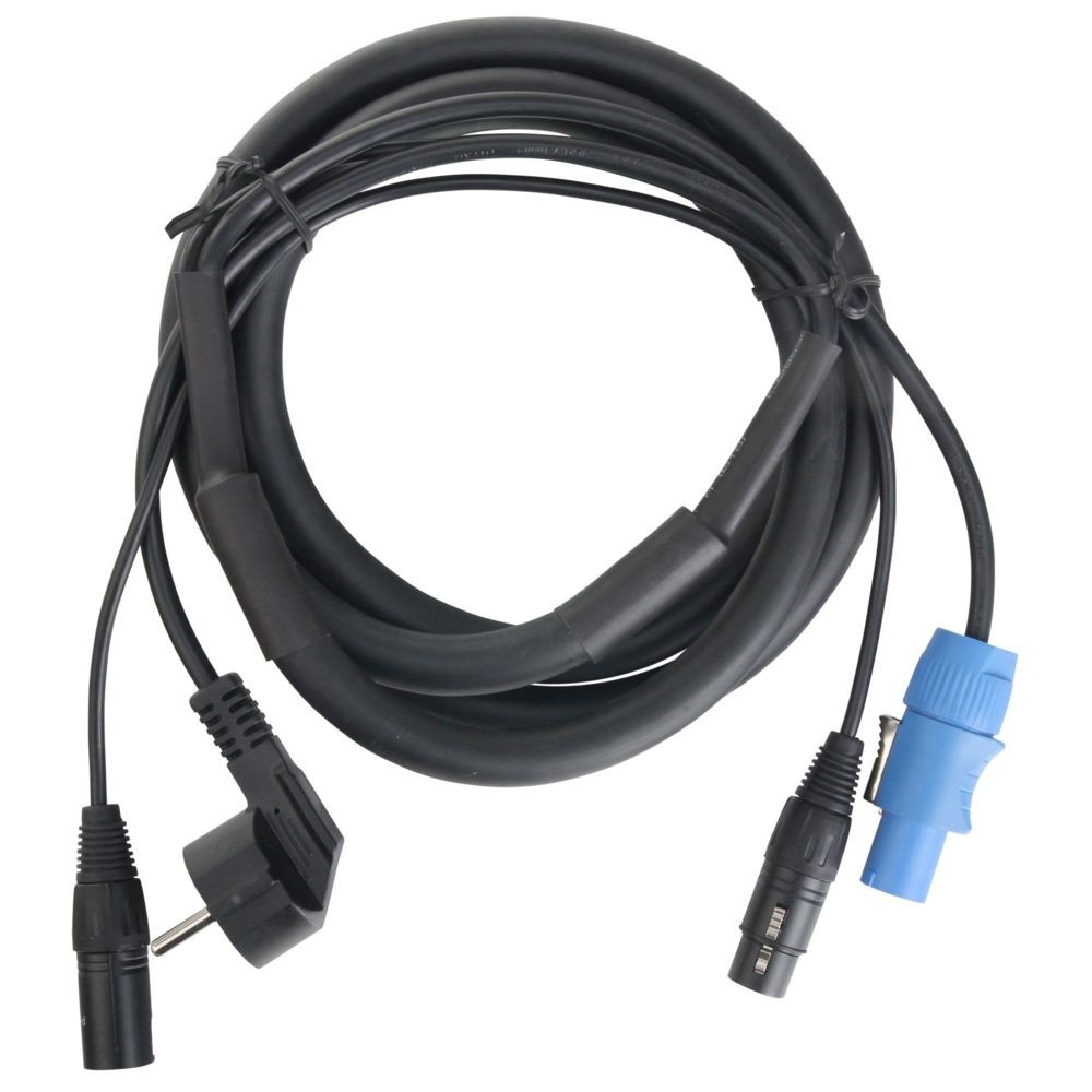 Câble antenne Pronomic Pronomic Stage  EUPPD-2.5 Câble Hybride Schuko / Powercon Compatible + DMX 3 Pôles, 2.5 m