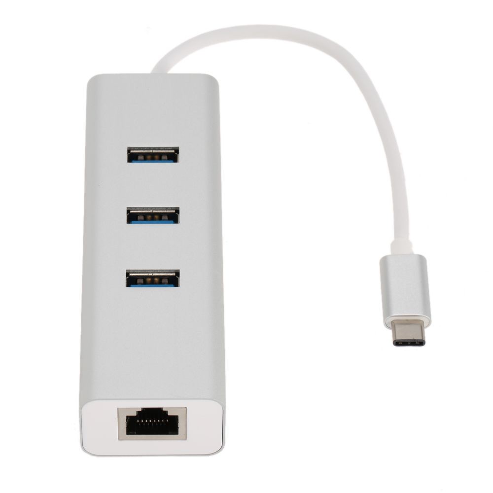 Cabling CABLING USB3.1 Type-C vers RJ45 Ethernet LAN Gigabit adaptateur avec 3 Port USB 3.0 Hub pour MacBook - Blanc