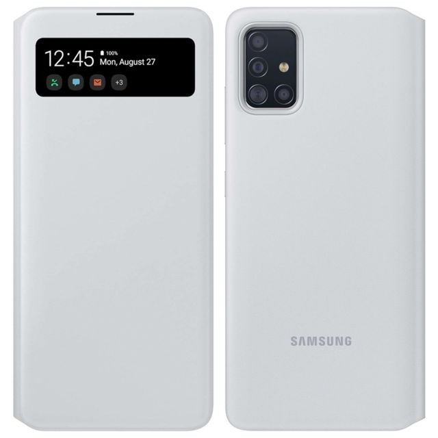 Samsung - Étui Samsung Galaxy A51 Translucide S View Wallet Cover Original Samsung Blanc Samsung   - Accessoire Smartphone Samsung galaxy a51