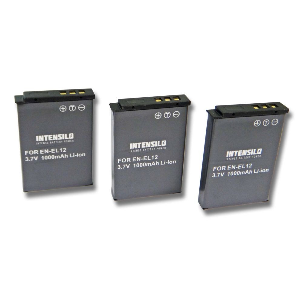 Vhbw 3x Batterie Li-Ion INTENSILO 1000mAh (3.7V) pour appareil photo, caméscope Nikon CoolPix P300, P310, P330, P340 Remplace