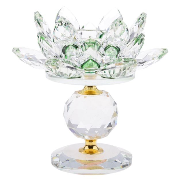 marque generique - cristal lotus fleur bougeoir photophore maison feng shui décor vert - Bougeoirs, chandeliers