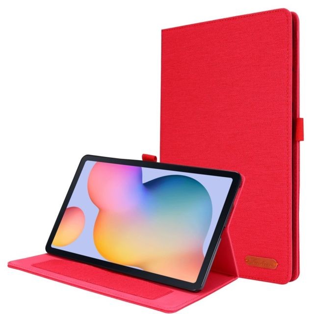 Generic - Etui en PU texture de tissu avec support et porte-cartes rouge pour votre Samsung Galaxy Tab S6 Lite Generic  - Housse, étui tablette