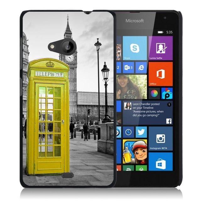Coque, étui smartphone Kabiloo Coque pour Microsoft Nokia Lumia 535 impression Motifs Cabine UK Jaune