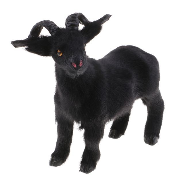 marque generique - Simulation Chèvre Mouton Figurines Animal Peluche Jouet De Noël Décor Noir 17cm - Accessoires maquettes