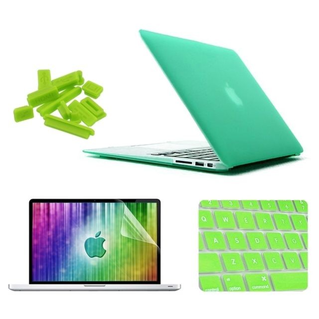 Wewoo - Housse Étui vert pour MacBook Air 11,6 pouces 4 en 1 Coque de protection en plastique dur givré avec protecteur d'écran et protège-clavier bouchons anti-poussière Wewoo  - Accessoires et consommables