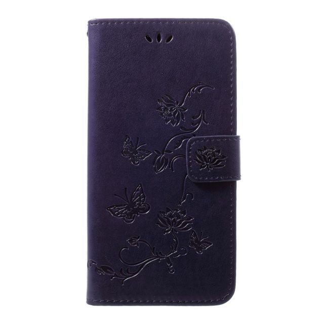 marque generique - Etui en PU support à fleurs papillon violet foncé pour votre Samsung Galaxy A50 marque generique  - Coque, étui smartphone