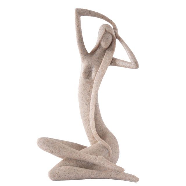 marque generique - Les Longs Cheveux De Décoration Teinte Grès Dancer Sculpture Statue Carve Figurine marque generique  - Objets déco