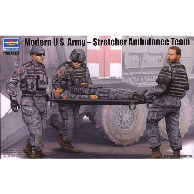 Trumpeter - Figurines pour maquettes : Set équipe médicale avec civière, Armée US 2012 Trumpeter  - Guerriers