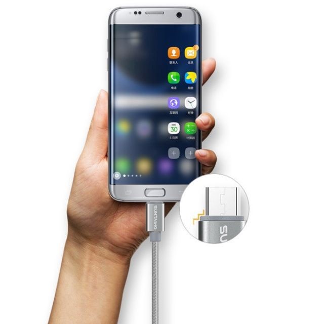 Shot Pack de 2 Cables Metal Nylon Micro USB pour SAMSUNG Galaxy J3 2016 Smartphone Android Chargeur Connecteur