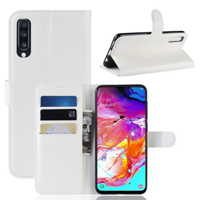 Coque, étui smartphone marque generique Etui en PU support magnétique blanc pour Samsung Galaxy A70