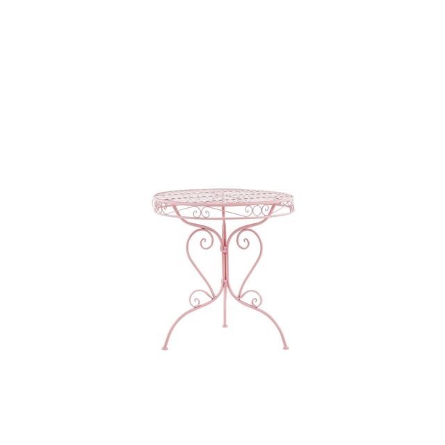 Beliani - Beliani Table ronde de jardin bistrot en métal rose ALBINIA - - Tables de jardin