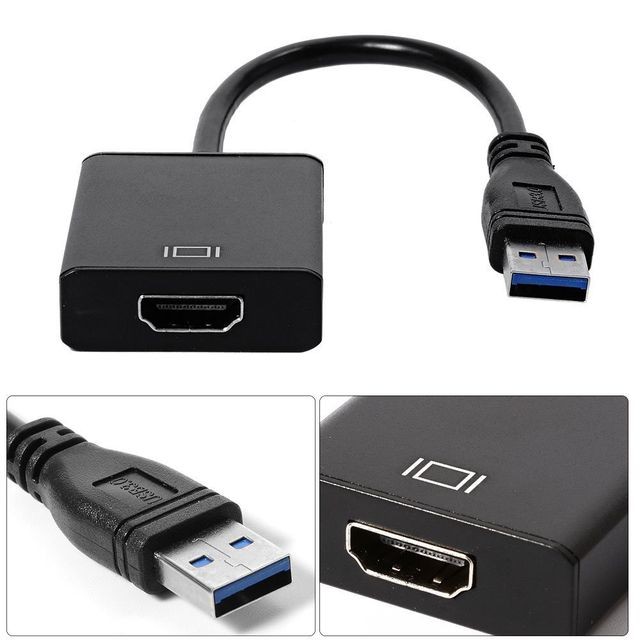 Cabling - CABLING® Adaptateur USB 3.0 male vers HDMI femelle - convertisseur ordinateur, pc portable USB vers écran télé, tv, hdtv, moniteur, projecteur en HDMI (windows 7, windows 8, windows 10) - Câble et Connectique Cabling