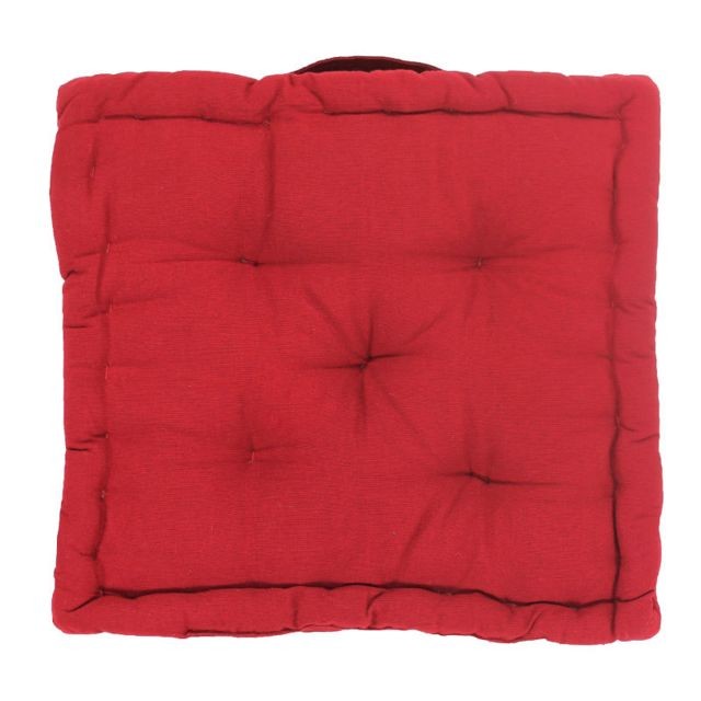 Mon Beau Tapis ALMERIA - Pouf tapissier en coton rouge 40x40