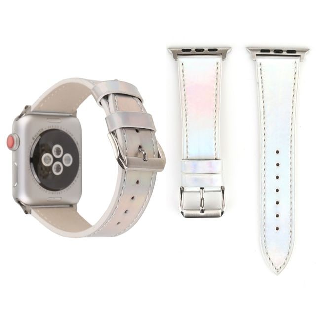 Wewoo - Bande de montre-bracelet en cuir véritable de la série Fashion Laser pour Apple Watch 3 & 2 & 1 42mm blanc Wewoo - Wewoo
