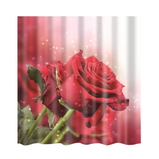 marque generique - Rideau de douche en polyester avec set de crochets décoration de salle de bain rose rouge marque generique - marque generique