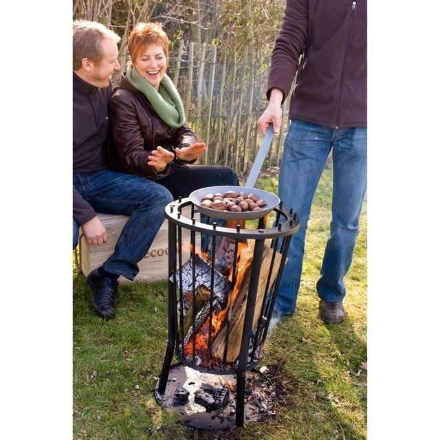 BARBECOOK - Brasero rond grillagé diamètre 40cm Modern Ronda Acier laqué noir BARBECOOK  - Barbecues charbon de bois Brasero