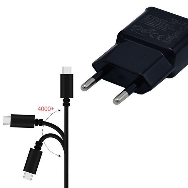 Shot Cable Chargeur Prise Type C pour BLACKBERRY Key 2 Smartphone Secteur Courant AC (NOIR)