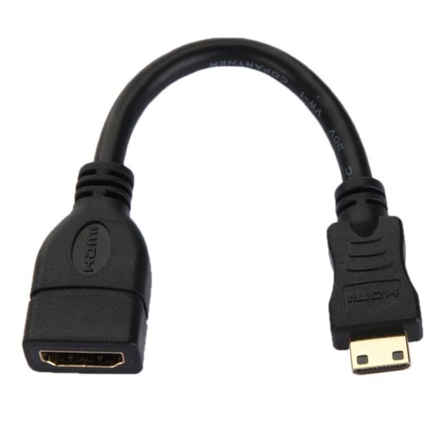 Wewoo - Câble or et noir Mini HDMI mâle plaqué à HDMI 19 broches femelle, Longueur: 16cm Wewoo   - Câble HDMI