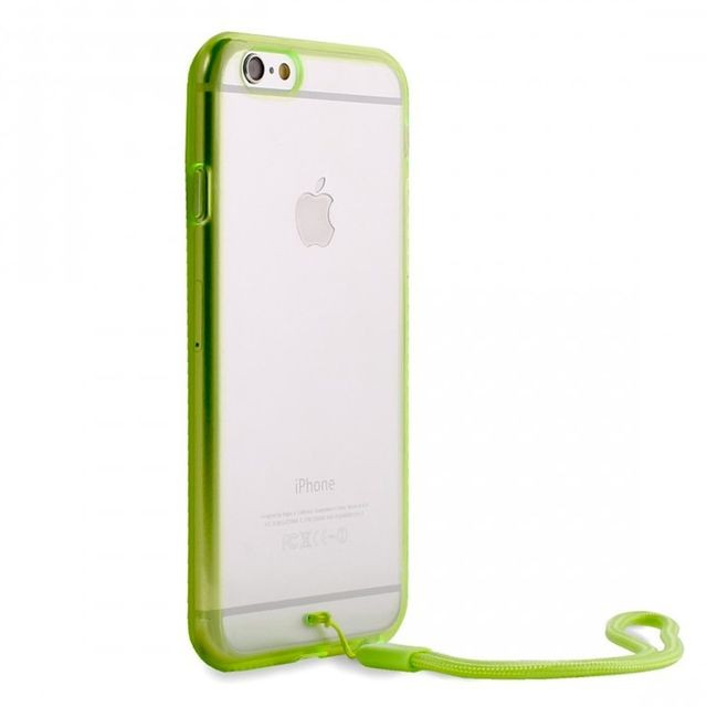 Puro Coque Puro transparente contour vert pour iPhone 6s avec lanière poignet