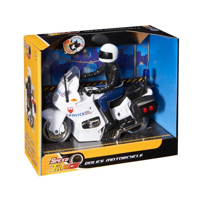 Voitures Speedtrack Moto de police à friction - Sonore et lumineuse - 15 cm
