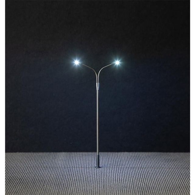 Faller - Modélisme HO :  Éclairage public LED, lampadaire, deux bras Faller  - Jeux & Jouets