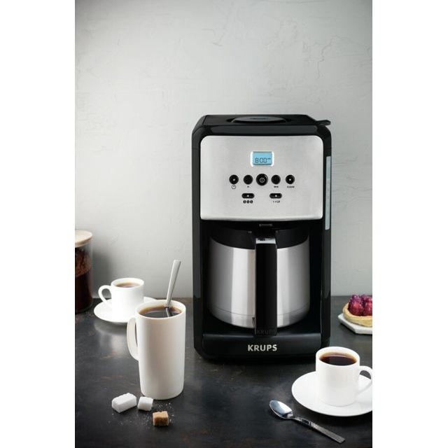 Krups - cafetière électrique programamble de 1,70L pour 10 tasses avec verseuse isotherme 1000W gris noir - Expresso - Cafetière Cafetière filtre