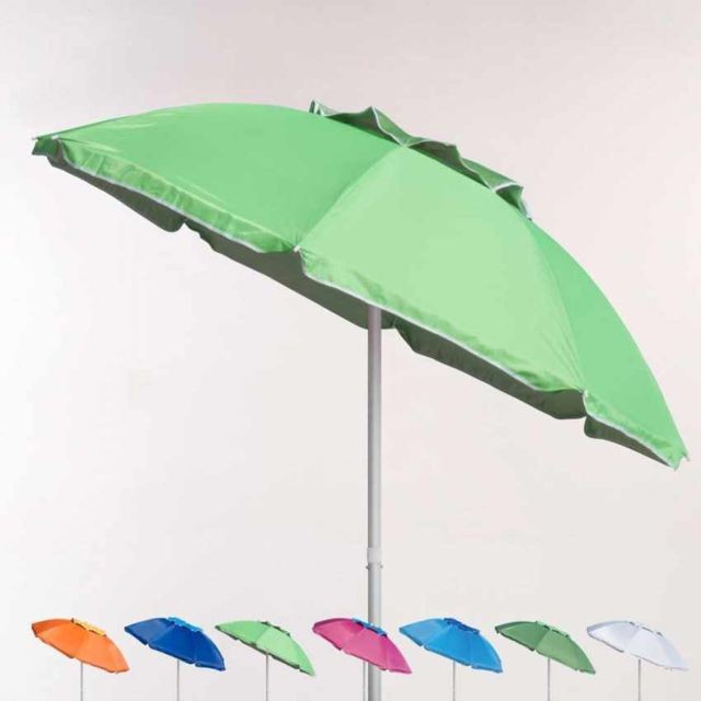 Beachline - Parasol de plage 200 cm aluminium anti-vent protection uv Corsica, Couleur: Vert - Parasols