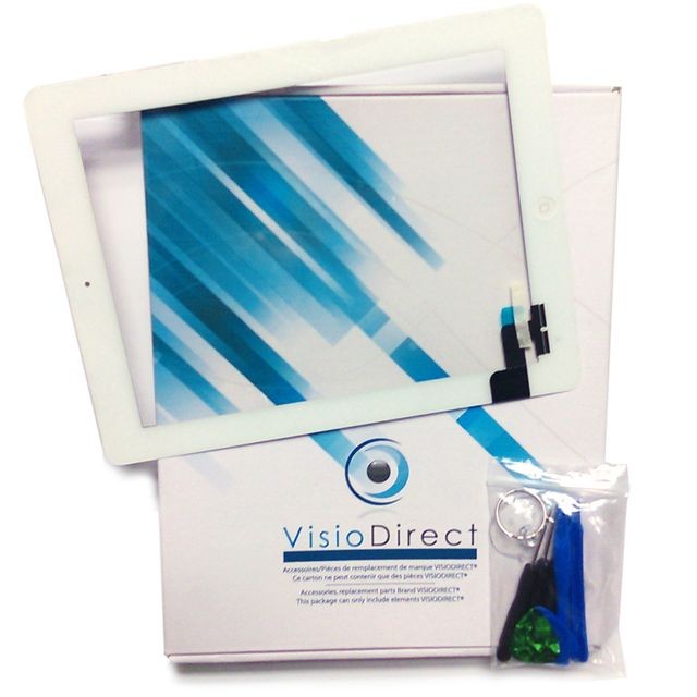 Visiodirect - Vitre ecran tactile pour iPad Air blanc bouton home adhésifs + outils Visiodirect  - Protection ecran ipad air